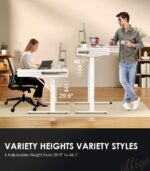 OffiGo 55 Inch L Shaped Electric Standing Desk with Drawers, Height Adjustable Large Desk with Power Outlets, Sit Stand Table, Writing Computer Desk for Home, Office, Workstation, White - Image 5