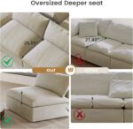 160.6" Cloud Couch Modular Sectional Sofa for Livingroom,Oversized Convertible Sofa with Storage Ottomans,6 Seat Wide Couches,Cushion Covers Removable (Khaki, 6 Seater) - Image 6