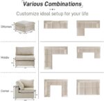 160.6" Cloud Couch Modular Sectional Sofa for Livingroom,Oversized Convertible Sofa with Storage Ottomans,6 Seat Wide Couches,Cushion Covers Removable (Khaki, 6 Seater) - Image 9