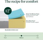 Zinus 12 Inch Green Tea Essential Memory Foam Mattress [New Version], Queen, Fiberglass Free, Medium Feel, Breathable Airflow Memory Foam, Certified Safe Foams & Fabric, Mattress in A Box - Image 5