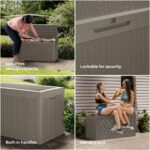 Outdoor Storage Box Waterproof, 320 Gallon Lockable Resin Deck Box, Patio Storage Bin for Pool Accessories Cushion Furniture, Garden Tools, UV-Resistant Outside Delivery Grey - Image 9