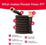 Pocket Hose 75 FT Copper Bullet Expandable Garden Hose w/10 Pattern Thumb Spray Nozzle AS SEEN ON TV 650psi 3/4 in Patented Lead-Free Ultra-Lightweight Solid Copper Anodized Aluminum - Image 4