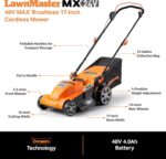 LawnMaster CLMF4817E 48V MAX Brushless Mower with 2X24V MAX 4.0Ah Battery and a Dual Charger - Image 3