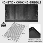 Utheer Reversible Cast Iron Griddle with 5-Piece Silicone Tool Kit, 19.5" x 10.5" Ceramic Nonstick Grill Pan for Gas Grill, Charcoal, Oven, BBQ, Stovetop, Pancakes, Burgers - Image 4
