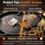 Utheer Reversible Cast Iron Griddle with 5-Piece Silicone Tool Kit, 19.5" x 10.5" Ceramic Nonstick Grill Pan for Gas Grill, Charcoal, Oven, BBQ, Stovetop, Pancakes, Burgers - Image 7