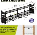 64" Power Tool Organizer Wall Mount, 16 Slots, 3-Tier Drill & Cordless Tool Storage Holder with Pegboard Sides, Tool Wall Organizer for Garage & Workshop Black - Image 3