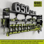 64" Power Tool Organizer Wall Mount, 16 Slots, 3-Tier Drill & Cordless Tool Storage Holder with Pegboard Sides, Tool Wall Organizer for Garage & Workshop Black - Image 7