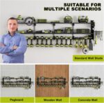 64" Power Tool Organizer Wall Mount, 16 Slots, 3-Tier Drill & Cordless Tool Storage Holder with Pegboard Sides, Tool Wall Organizer for Garage & Workshop Black - Image 8