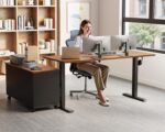 OffiGo 48 Inch L Shaped Electric Standing Desk with Drawers & File Cabinet Sets, Executive Sit Stand Desk, Height Adjustable Computer Desk for Home Office, Writing, Workstation, Walnut+Black - Image 3