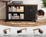 OffiGo 48 Inch L Shaped Electric Standing Desk with Drawers & File Cabinet Sets, Executive Sit Stand Desk, Height Adjustable Computer Desk for Home Office, Writing, Workstation, Walnut+Black - Image 6