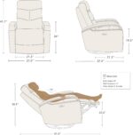 CHITA Genuine Leather Power Swivel Glider Rocker Recliner, FSC Certified Mid Century Modern Recliner Chair for Adults, Adjustable Power Headrest, for Nursery and Living Room, Creamy Grey - Image 4