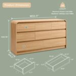 Aitjunz Modern 8 Drawers Dresser for Bedroom, 55" Wide Dressers & Chest of Drawers w/Curved Profile Design, Wood Mid Century Storage Dressers Organizer for Bedroom, Living Room, Natural Oak - Image 3
