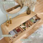 Aitjunz Modern 8 Drawers Dresser for Bedroom, 55" Wide Dressers & Chest of Drawers w/Curved Profile Design, Wood Mid Century Storage Dressers Organizer for Bedroom, Living Room, Natural Oak - Image 5