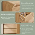 Aitjunz Modern 8 Drawers Dresser for Bedroom, 55" Wide Dressers & Chest of Drawers w/Curved Profile Design, Wood Mid Century Storage Dressers Organizer for Bedroom, Living Room, Natural Oak - Image 6