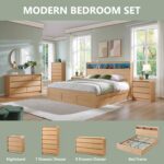 Aitjunz Modern 8 Drawers Dresser for Bedroom, 55" Wide Dressers & Chest of Drawers w/Curved Profile Design, Wood Mid Century Storage Dressers Organizer for Bedroom, Living Room, Natural Oak - Image 7