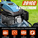SENIX 22 Inch Gas Lawn Mower, 201cc 4-Cycle OHV Engine, Variable Speed Rear Wheel Self-Propelled Mower, 3-in-1 Mower with Bagging, Mulching & Side Discharge, 6-Positions Adjustable Cutting Height - Image 4