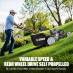 SENIX 22 Inch Gas Lawn Mower, 201cc 4-Cycle OHV Engine, Variable Speed Rear Wheel Self-Propelled Mower, 3-in-1 Mower with Bagging, Mulching & Side Discharge, 6-Positions Adjustable Cutting Height - Image 7