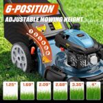SENIX 22 Inch Gas Lawn Mower, 201cc 4-Cycle OHV Engine, Variable Speed Rear Wheel Self-Propelled Mower, 3-in-1 Mower with Bagging, Mulching & Side Discharge, 6-Positions Adjustable Cutting Height - Image 8