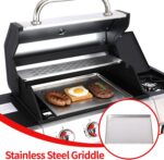 Griddle Grill Combo, 4 Burner Propane Gas and Charcoal Grill Combo with Side Burner, Outdoor BBQ Grill with Cast Iron Grates & Prep Space for Backyard Patio - Image 3