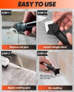 Saker Silicone Caulking Tool 3-in-1 Grout Removal Tool and Sealant Finishing Scraper with Stainless Steelhead, Caulk Remover and Seam Repair Kit for Bathroom, Kitchen, Floor, Window and Sink Joints - Image 3