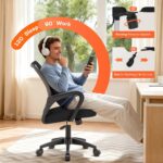 BestOffice | Ergonomic Office Chair | Mid-Back Swivel Desk Chair | Breathable Backrest & Lumbar Support | Adjustable Height | Sponge Seat | Rolling Wheels | Dark Black | for Adults & Women - Image 5
