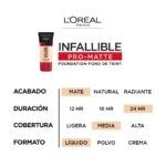 L'Oreal Paris Cosmetics Makeup Infallible Pro-Matte Liquid Longwear Foundation, Shell Beige, 1 fl oz. - Image 5