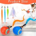 BABORUI 2Pack Interactive Cat Toy Ball - Automatic Interactive Cat Toys for Indoor Cats with 3 Tails, 2 Speeds Rechargeable Enrichment for Small/Medium/Large to Keep Them Busy - Image 6