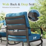 Sophia & William Patio Furniture Sets for 9 with 45" Gas Fire Pit Table Outdoor Conversation Sets, 2xSofa Chairs, 2xSwivel Cushion Chairs, 1x3-Seat Sofa, 2xOttomans for Porch Poolside Peacock Blue - Image 7