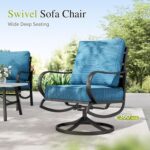Sophia & William Patio Furniture Sets for 9 with 45" Gas Fire Pit Table Outdoor Conversation Sets, 2xSofa Chairs, 2xSwivel Cushion Chairs, 1x3-Seat Sofa, 2xOttomans for Porch Poolside Peacock Blue - Image 10