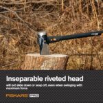 Fiskars Pro IsoCore Splitting Maul and Stainless Steel Axe, Wood Splitting Maul, IsoCore Shock Reduction & Forged Steel Head, 6 lb, 36”, Black/Orange - Image 4