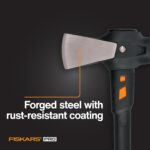 Fiskars Pro IsoCore Splitting Maul and Stainless Steel Axe, Wood Splitting Maul, IsoCore Shock Reduction & Forged Steel Head, 6 lb, 36”, Black/Orange - Image 5