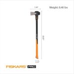 Fiskars Pro IsoCore Splitting Maul and Stainless Steel Axe, Wood Splitting Maul, IsoCore Shock Reduction & Forged Steel Head, 6 lb, 36”, Black/Orange - Image 7