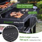 Captiva Designs Extra Large Charcoal BBQ Grill with Oversize Cooking Area(794 SQIN), Outdoor Cooking Grill with 2 Individual Lifting Charcoal Trays and 2 Foldable Side Tables - Image 3