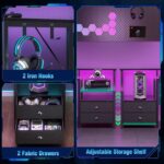 Korfile 66'' L Shaped Gaming Desk with Drawers and Storage Shelves, Reversible Corner Desk with Power Outlets and Host Stand, Large Computer Desk with Led Lights for Gaming, Work, Home Office, Black - Image 5