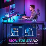 Korfile 66'' L Shaped Gaming Desk with Drawers and Storage Shelves, Reversible Corner Desk with Power Outlets and Host Stand, Large Computer Desk with Led Lights for Gaming, Work, Home Office, Black - Image 7