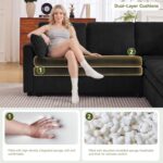110" Sectional Couches with Double Chaises, Comfy Deep Dual-Layer Cushion Couch, 9 Seater Oversize Couch, Modern Modular Sofa, Corduroy Sofas for Living Room, Apartment, Black - Image 5