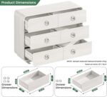 Standifurno 6 Drawer Dresser for Bedroom, 47" Wide Dresser with Large Storage, Rustic Wooden Chest of Drawers for Bedroom, Hallway, White - Image 4