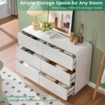 Standifurno 6 Drawer Dresser for Bedroom, 47" Wide Dresser with Large Storage, Rustic Wooden Chest of Drawers for Bedroom, Hallway, White - Image 5