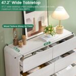 Standifurno 6 Drawer Dresser for Bedroom, 47" Wide Dresser with Large Storage, Rustic Wooden Chest of Drawers for Bedroom, Hallway, White - Image 6