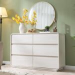 Standifurno 6 Drawer Dresser for Bedroom, 47" Wide Dresser with Large Storage, Rustic Wooden Chest of Drawers for Bedroom, Hallway, White - Image 8