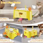 Automatic Cheese-Shaped Interactive Cat Toy – Flying Bird, 6-Hole Mole & Rotating Feather | USB Rechargeable Electronic Feather Toy for Indoor Adult Cats & Kittens, Relieves Boredom - Image 4