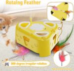 Automatic Cheese-Shaped Interactive Cat Toy – Flying Bird, 6-Hole Mole & Rotating Feather | USB Rechargeable Electronic Feather Toy for Indoor Adult Cats & Kittens, Relieves Boredom - Image 7