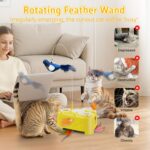 Automatic Cheese-Shaped Interactive Cat Toy – Flying Bird, 6-Hole Mole & Rotating Feather | USB Rechargeable Electronic Feather Toy for Indoor Adult Cats & Kittens, Relieves Boredom - Image 9
