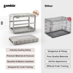 ZOMISIA Collapsible Dog Crate for Large Dogs - 36" L Heavy Duty Dog Kennel No Tools Required with 4 Sides Steel Foldable Cage for Dogs Indoor Furniture, Portable Carrier with 2 Smooth Wheels, Beige - Image 8