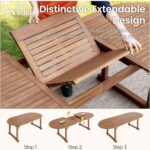 PHI VILLA 7 Pieces Acacia Wood Outdoor Dining Set for 6, Expandable Teak Wooden Table & Chairs, Large Farmhouse Furniture Set for Patio, Deck, Yard, Porch - Image 3
