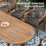 PHI VILLA 7 Pieces Acacia Wood Outdoor Dining Set for 6, Expandable Teak Wooden Table & Chairs, Large Farmhouse Furniture Set for Patio, Deck, Yard, Porch - Image 4