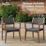 PHI VILLA 7 Pieces Acacia Wood Outdoor Dining Set for 6, Expandable Teak Wooden Table & Chairs, Large Farmhouse Furniture Set for Patio, Deck, Yard, Porch - Image 5