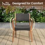 PHI VILLA 7 Pieces Acacia Wood Outdoor Dining Set for 6, Expandable Teak Wooden Table & Chairs, Large Farmhouse Furniture Set for Patio, Deck, Yard, Porch - Image 6