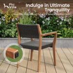 PHI VILLA 7 Pieces Acacia Wood Outdoor Dining Set for 6, Expandable Teak Wooden Table & Chairs, Large Farmhouse Furniture Set for Patio, Deck, Yard, Porch - Image 9