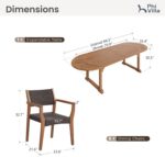 PHI VILLA 7 Pieces Acacia Wood Outdoor Dining Set for 6, Expandable Teak Wooden Table & Chairs, Large Farmhouse Furniture Set for Patio, Deck, Yard, Porch - Image 10